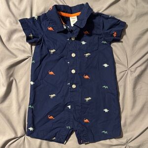 Carter’s Navy Dinosaur Print Button Down Romper